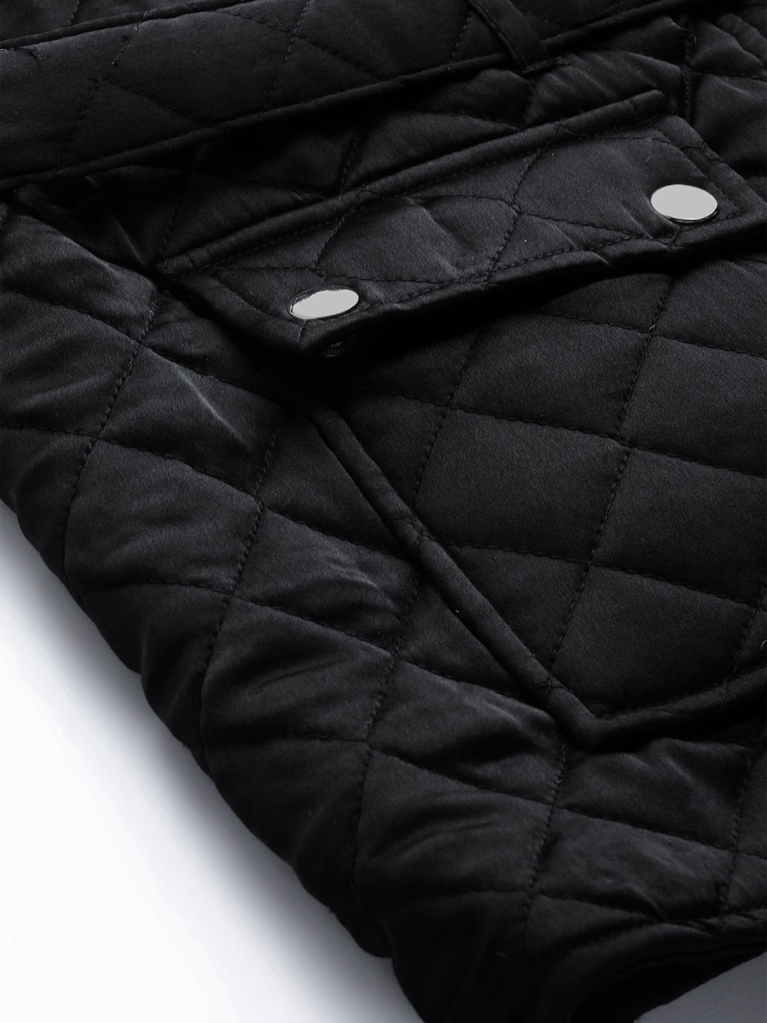 Women's Black Sleeveless Belted Satin Quilted Jacket - SASSAFRAS
