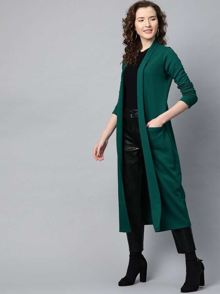 Women's Emerald Rib Front Open Longline Shrug - SASSAFRAS