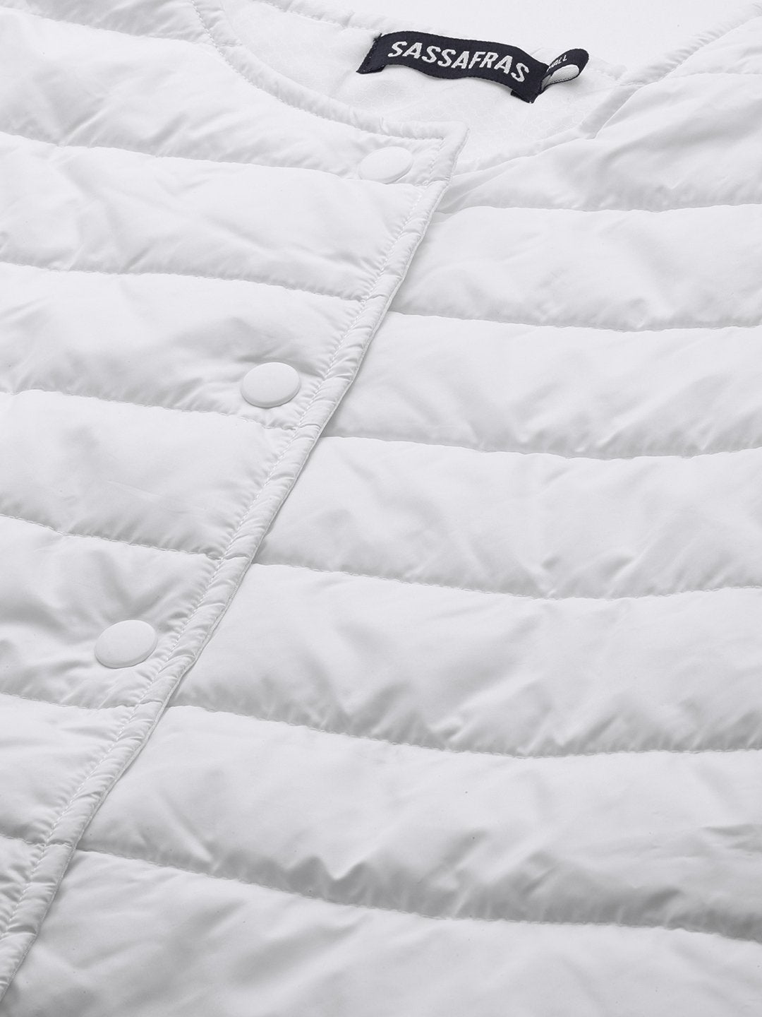 Women's White Snap Button Quilted Jacket - SASSAFRAS