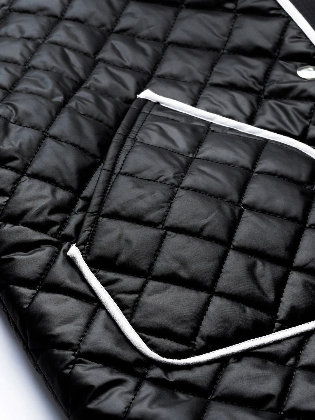 Women's Black Piping Detail Quilted Jacket - SASSAFRAS