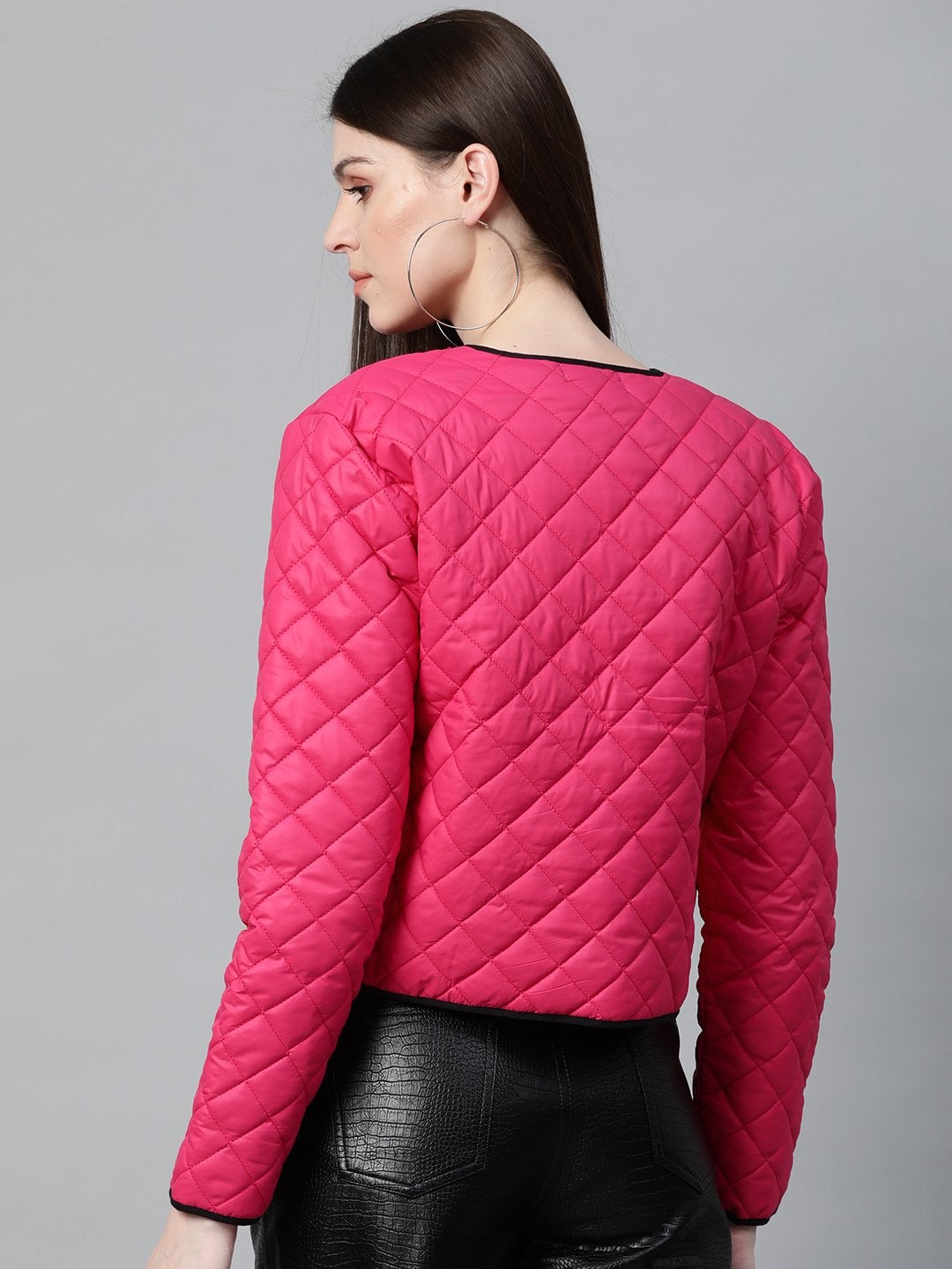 Women's Fuchsia Piping Detail Quilted Jacket - SASSAFRAS