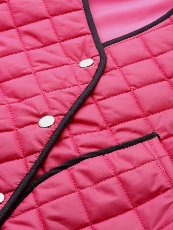Women's Fuchsia Piping Detail Quilted Jacket - SASSAFRAS