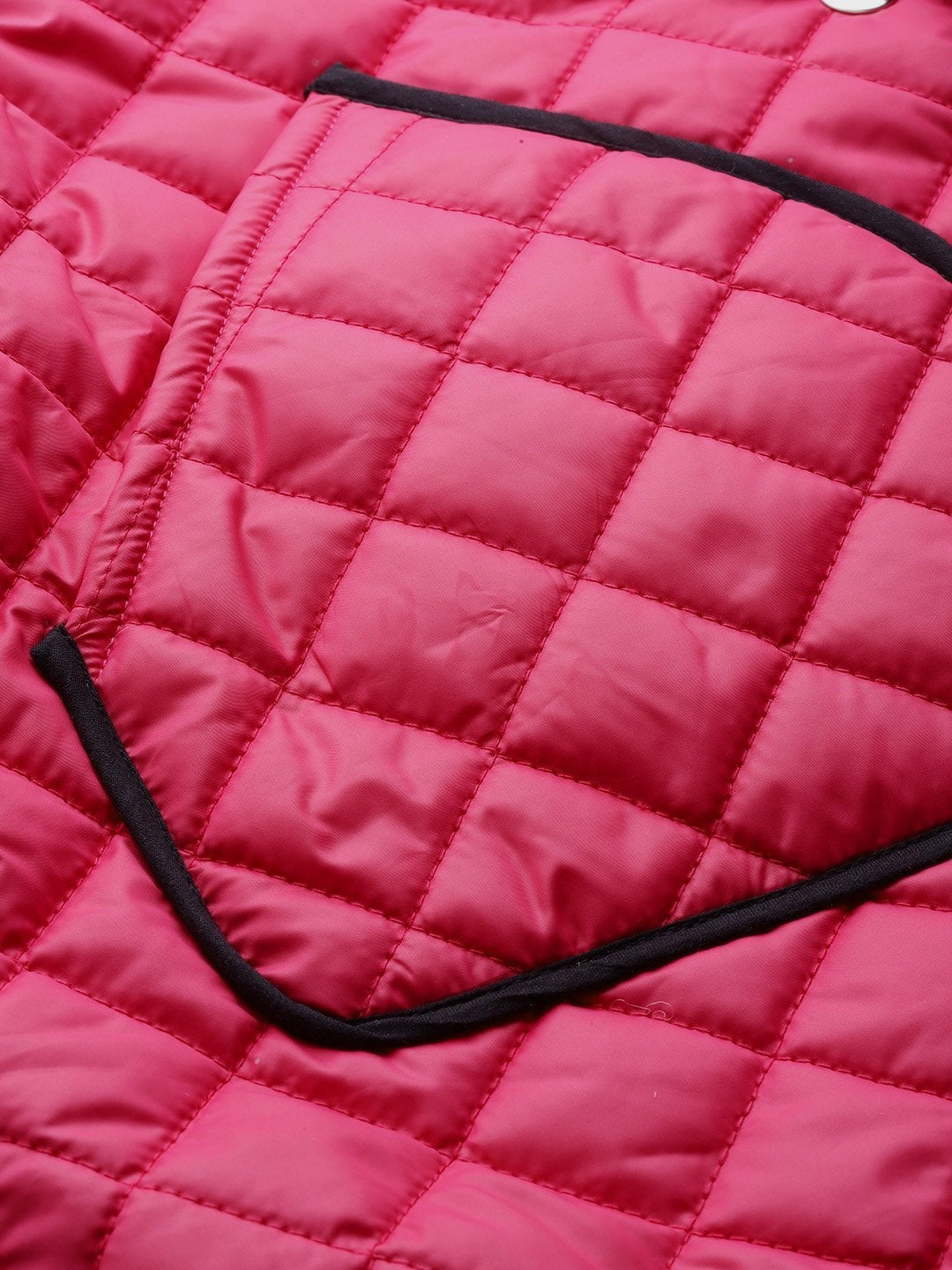 Women's Fuchsia Piping Detail Quilted Jacket - SASSAFRAS