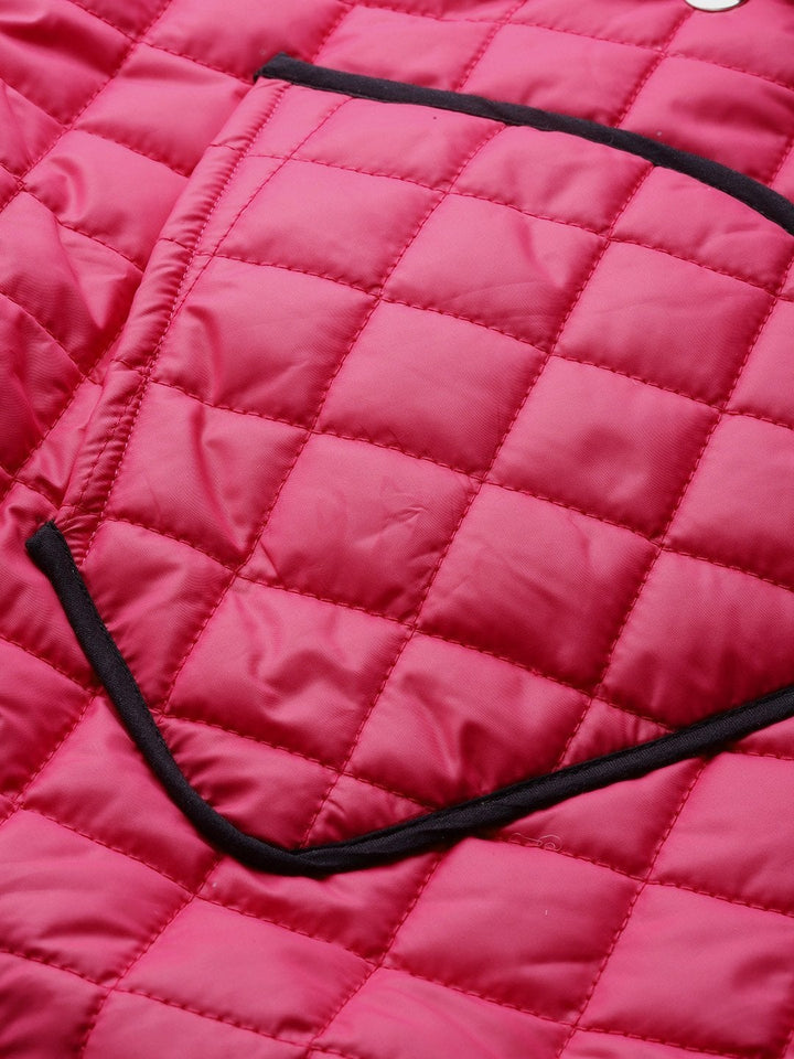 Women's Fuchsia Piping Detail Quilted Jacket - SASSAFRAS