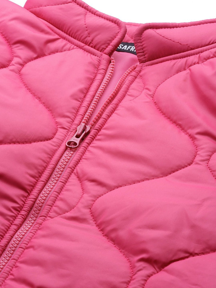 Women's Fuchsia Front Pocket Puffer Jacket - SASSAFRAS