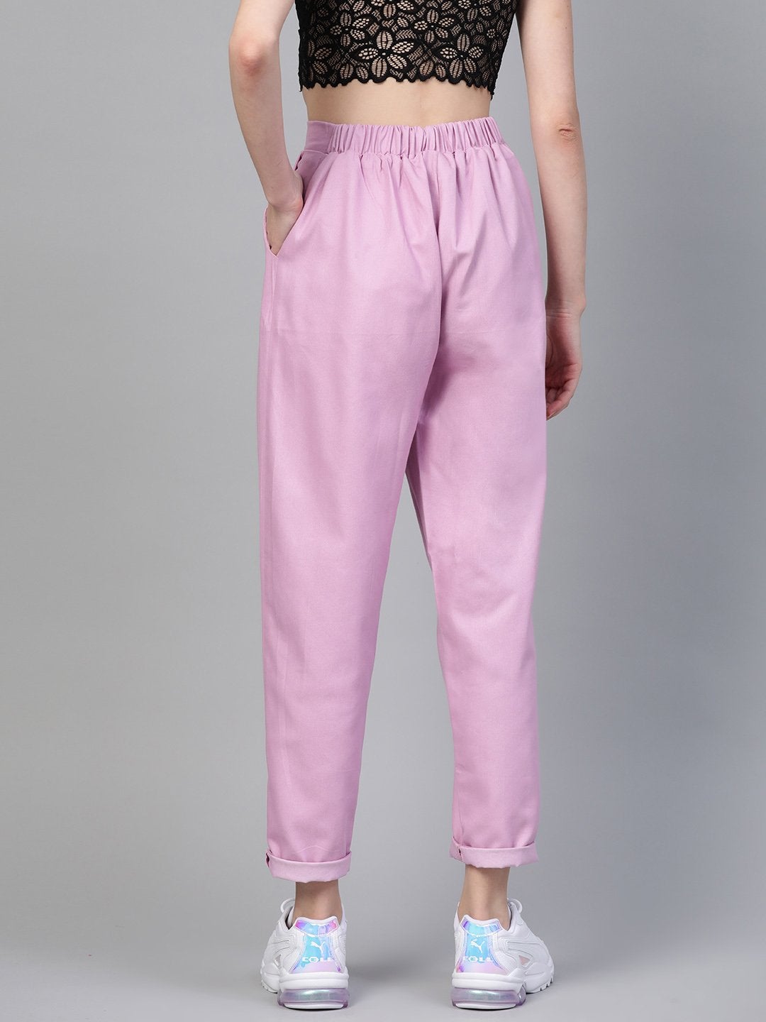 Women's Lavender Darted Hem Relaxed Jeans - SASSAFRAS