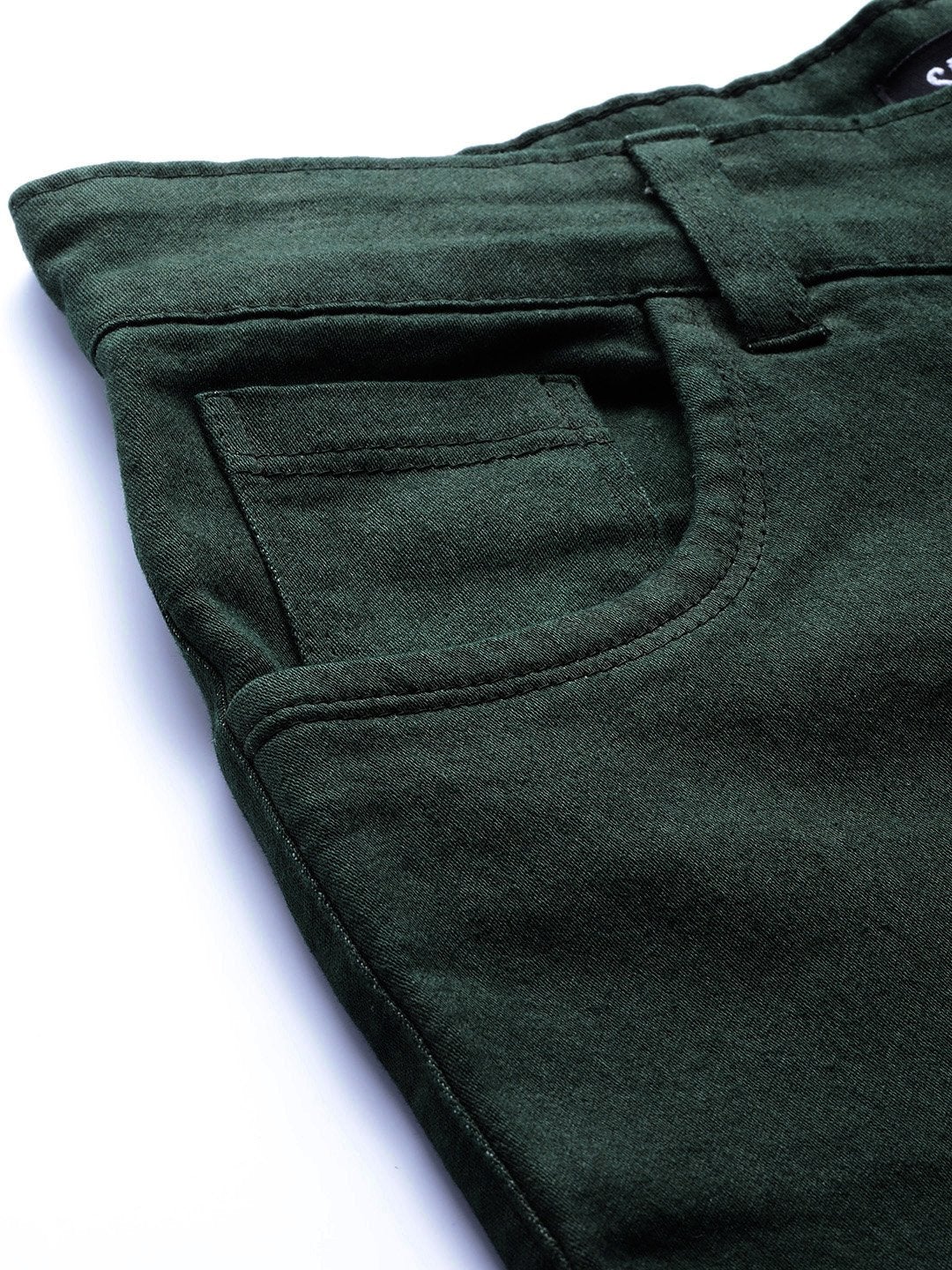 Women's Green Denim Raw Edge Basic Jeans - SASSAFRAS