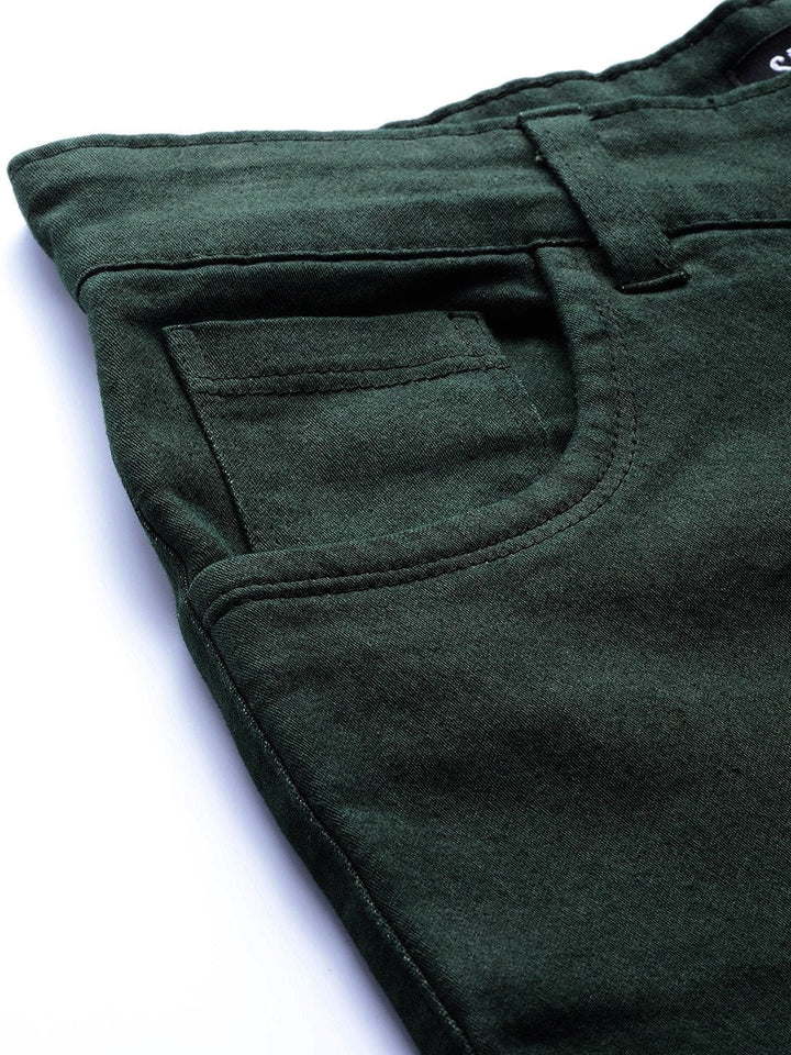Women's Green Denim Raw Edge Basic Jeans - SASSAFRAS