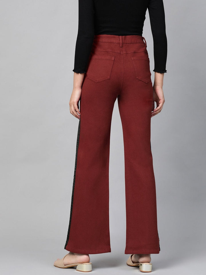Women's Rust Side Tape Bell Bottom Jeans - SASSAFRAS