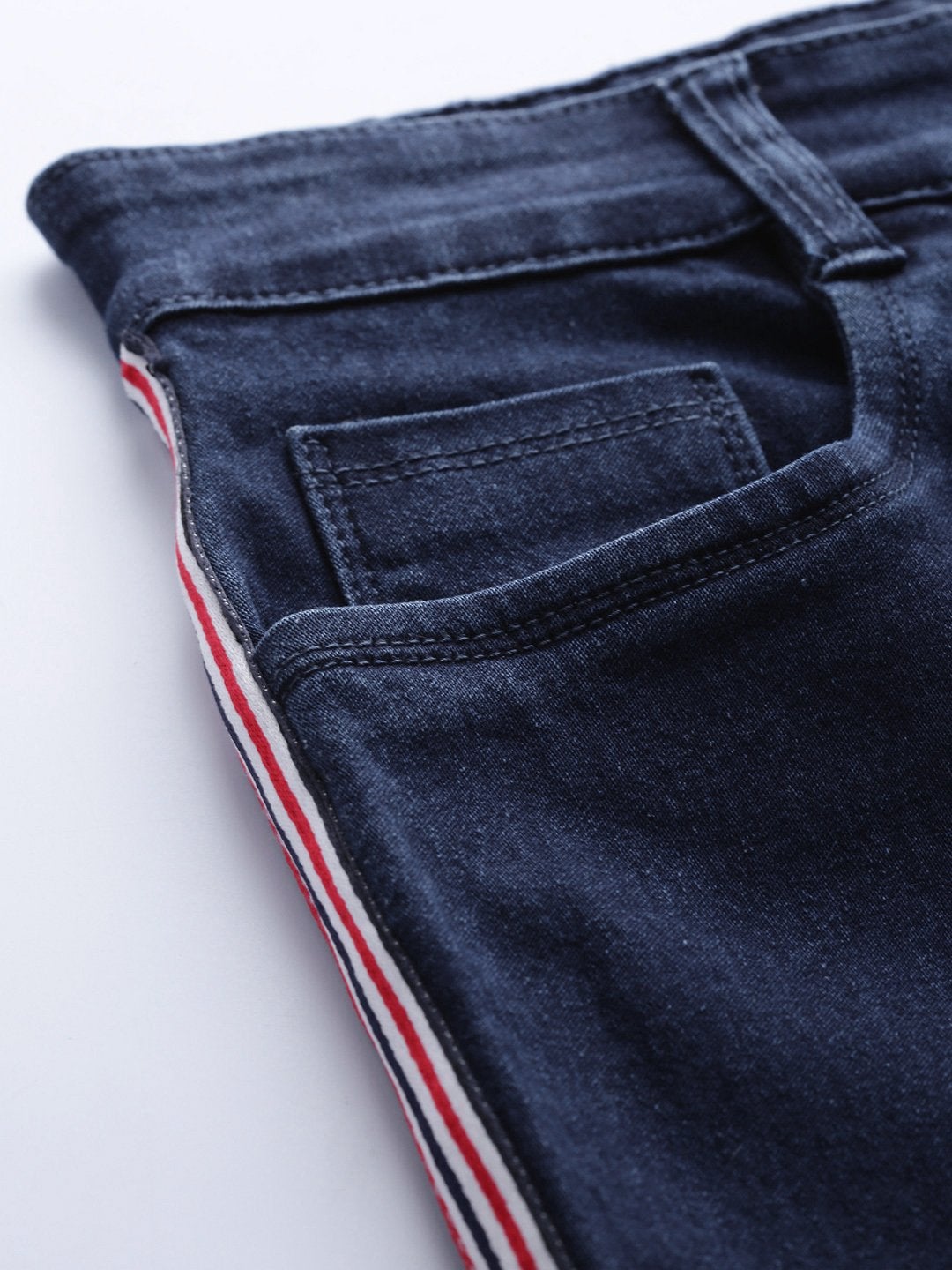 Women's Navy Side Tape Basic Jeans - SASSAFRAS