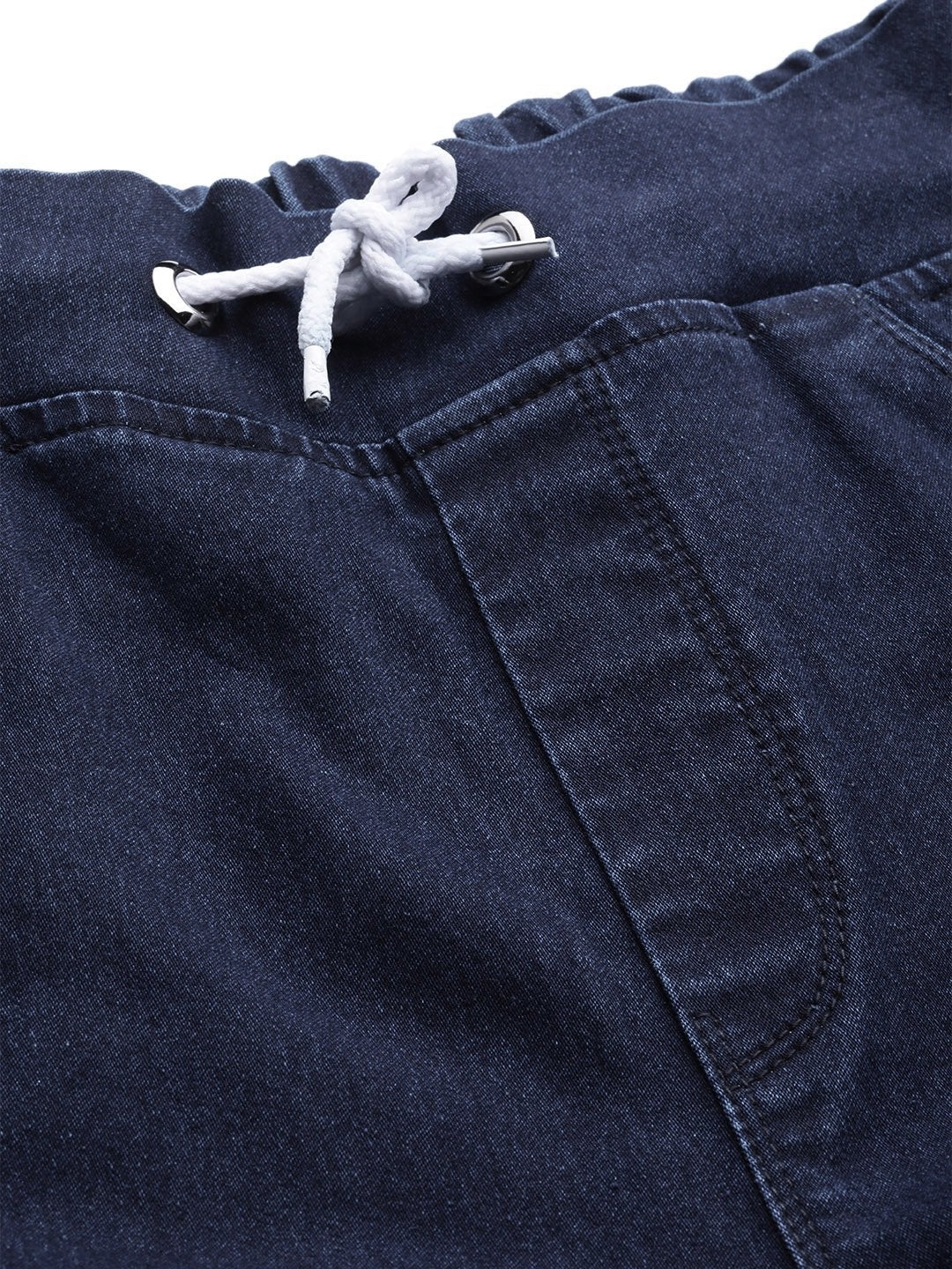Women's Blue Drawstring Jogger Jeans - SASSAFRAS