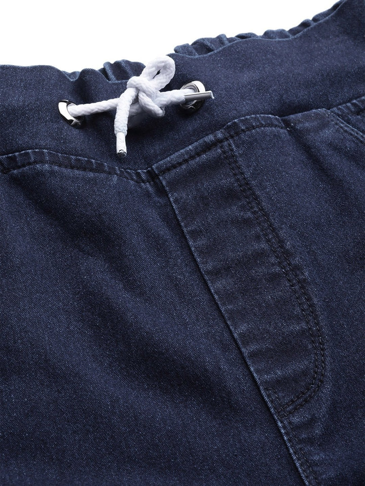 Women's Blue Drawstring Jogger Jeans - SASSAFRAS