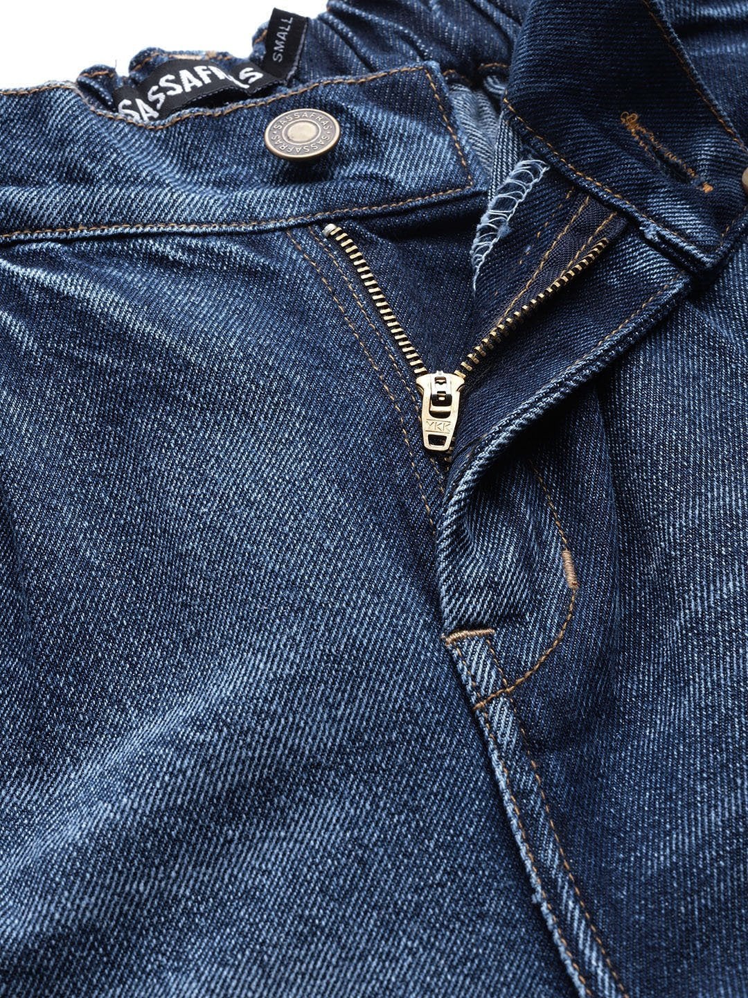 Women's Blue Ring Detail High Waisted Jeans - SASSAFRAS