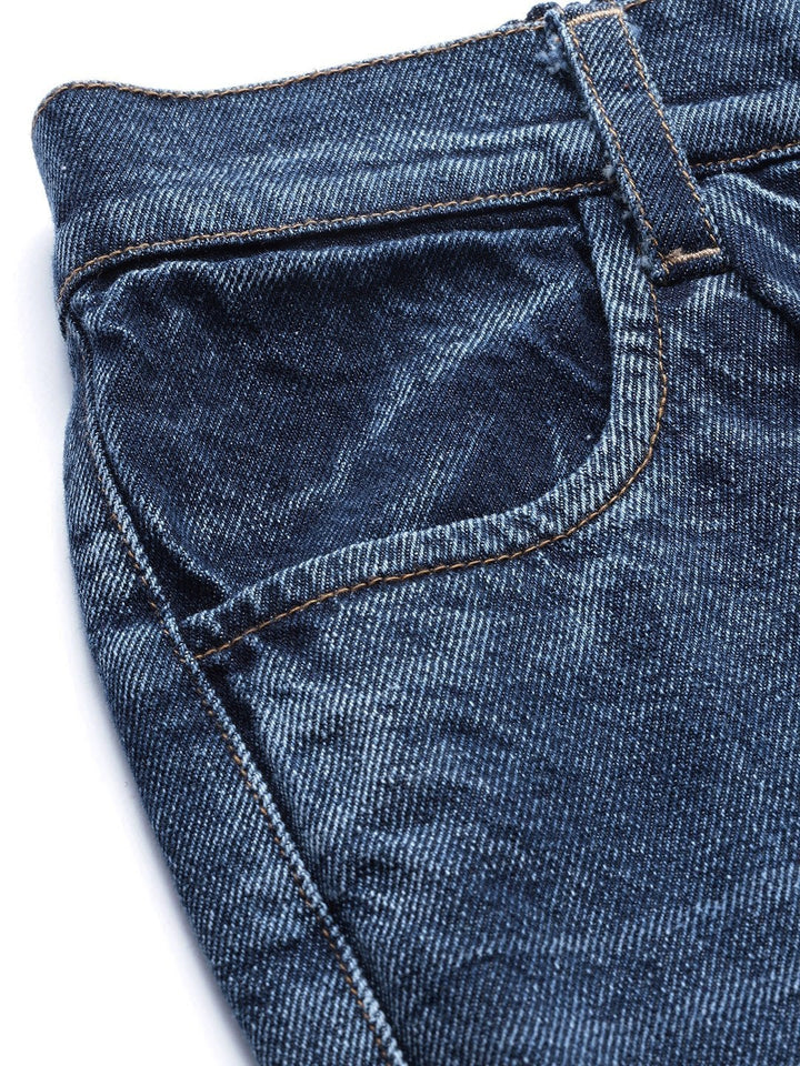 Women's Blue Ring Detail High Waisted Jeans - SASSAFRAS