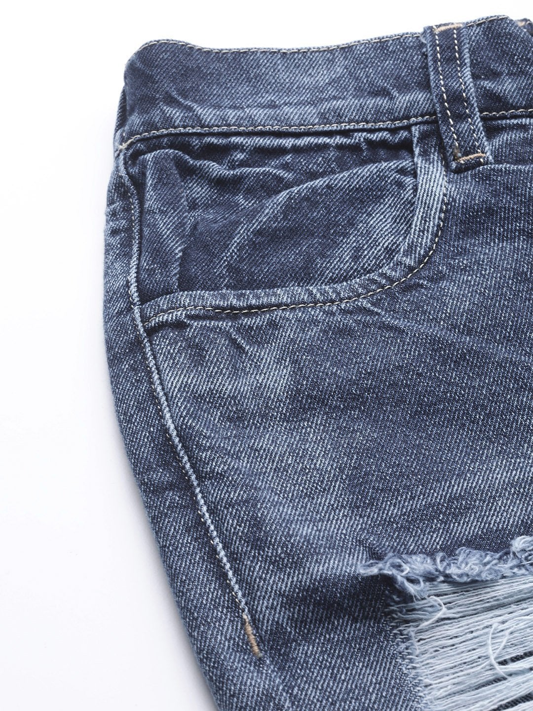 Women's Blue High Rise Ripped Jeans - SASSAFRAS