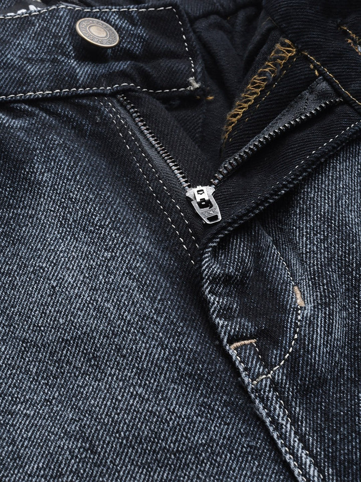 Women's Navy Washed Vintage Distress Jeans - SASSAFRAS