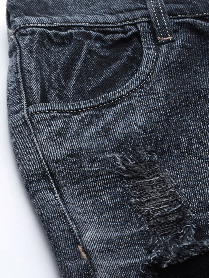 Women's Navy Washed Vintage Distress Jeans - SASSAFRAS