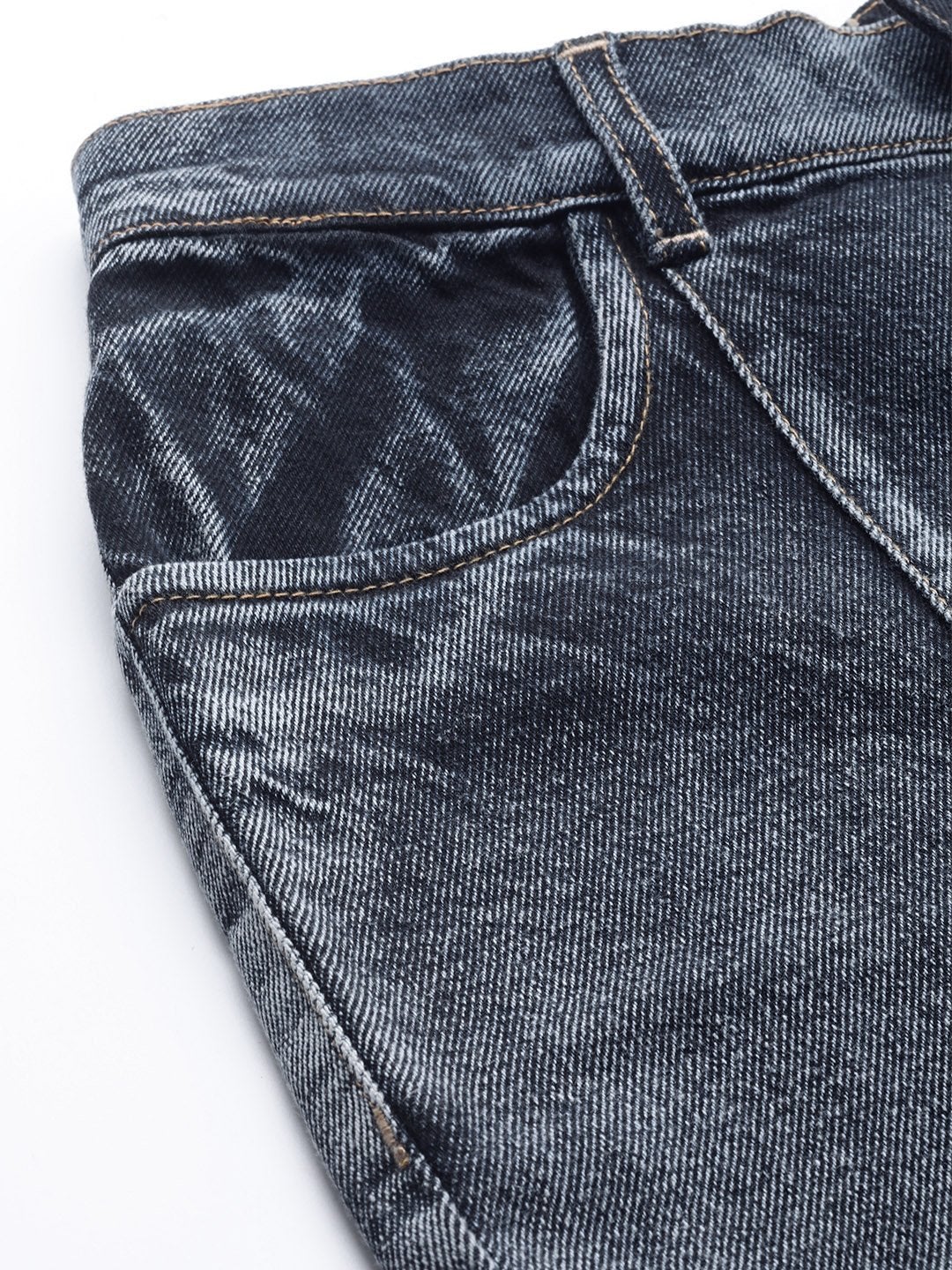 Women's Navy Washed High Waist Front Slit Jeans - SASSAFRAS