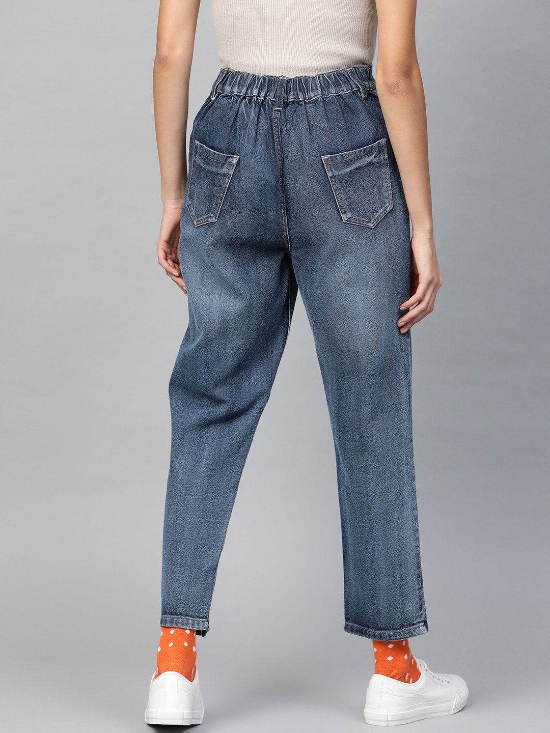 Women's Blue High Waist Front Slit Jeans - SASSAFRAS