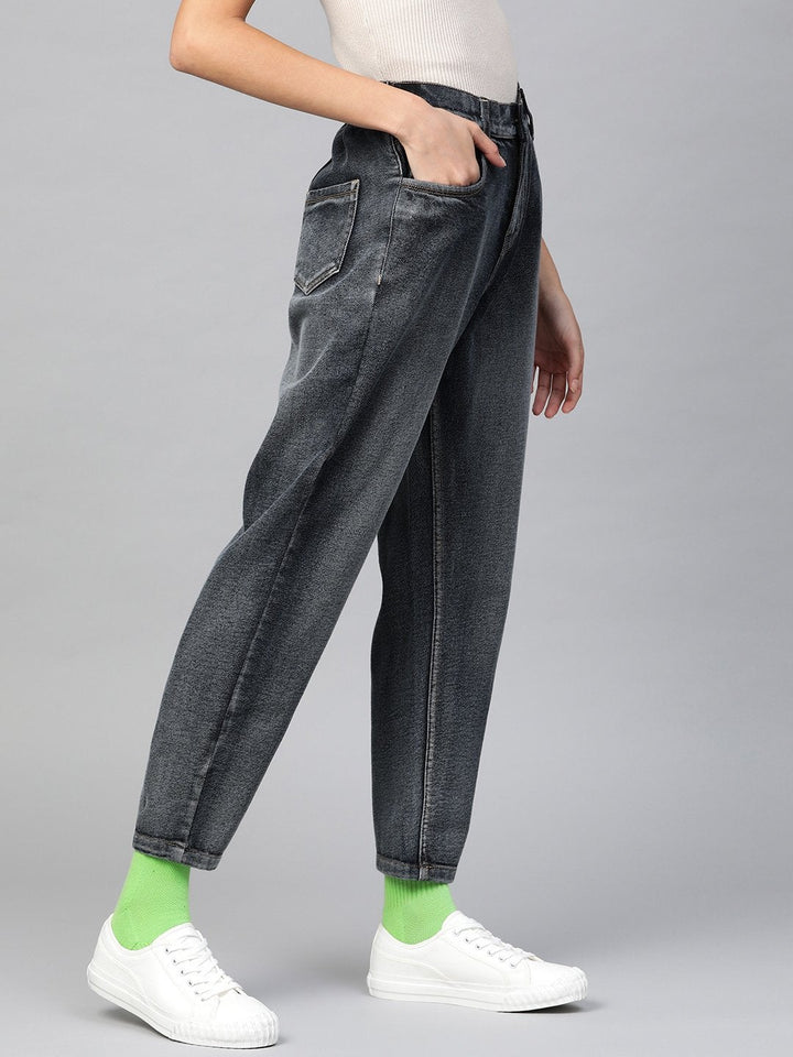 Women's Navy Washed High Waist Basic Jeans - SASSAFRAS