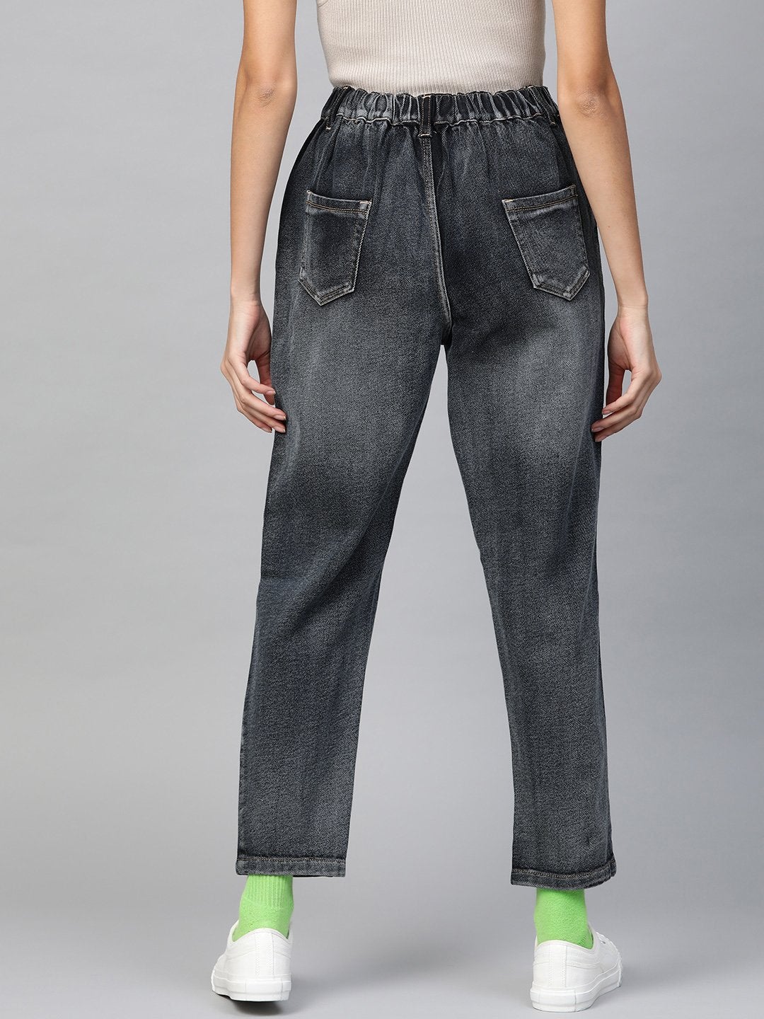 Women's Navy Washed High Waist Basic Jeans - SASSAFRAS