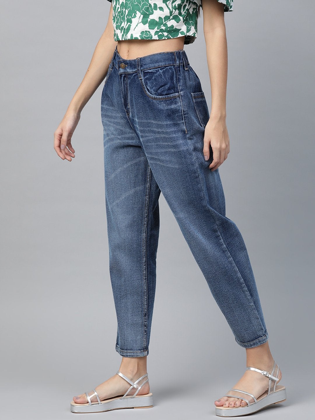 Women's Blue High Waist Basic Jeans - SASSAFRAS