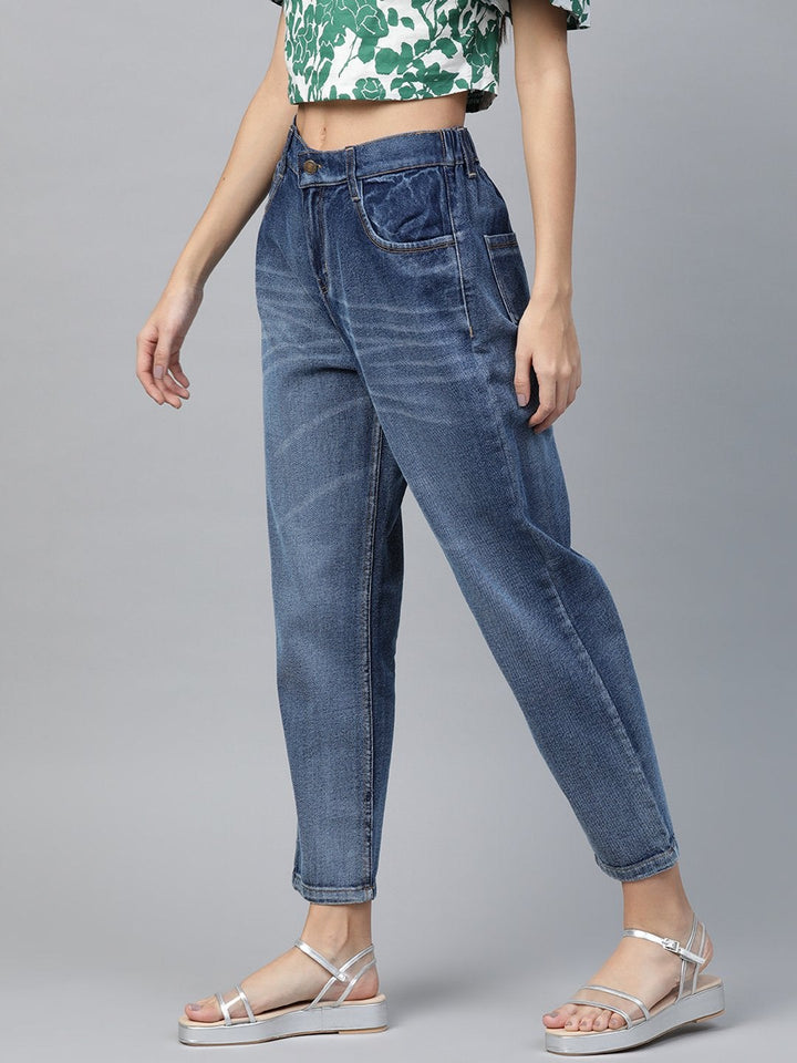 Women's Blue High Waist Basic Jeans - SASSAFRAS