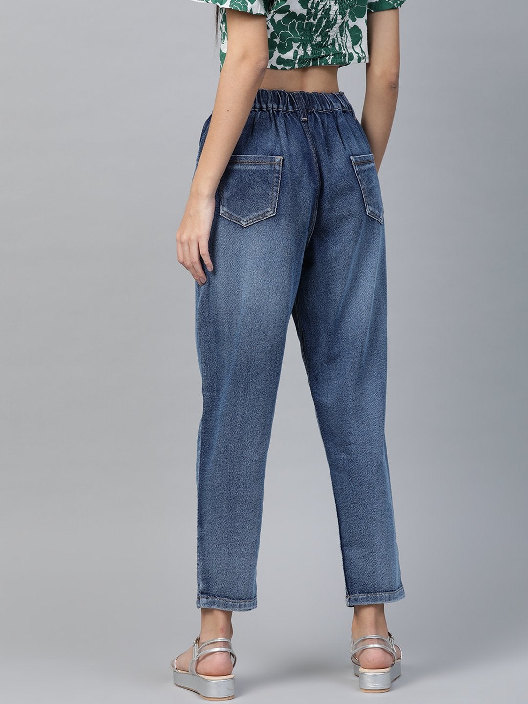 Women's Blue High Waist Basic Jeans - SASSAFRAS
