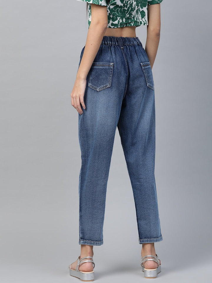 Women's Blue High Waist Basic Jeans - SASSAFRAS