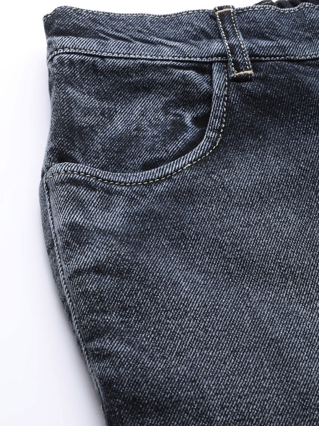 Women's Navy Washed Street Wear Jogger Jeans - SASSAFRAS