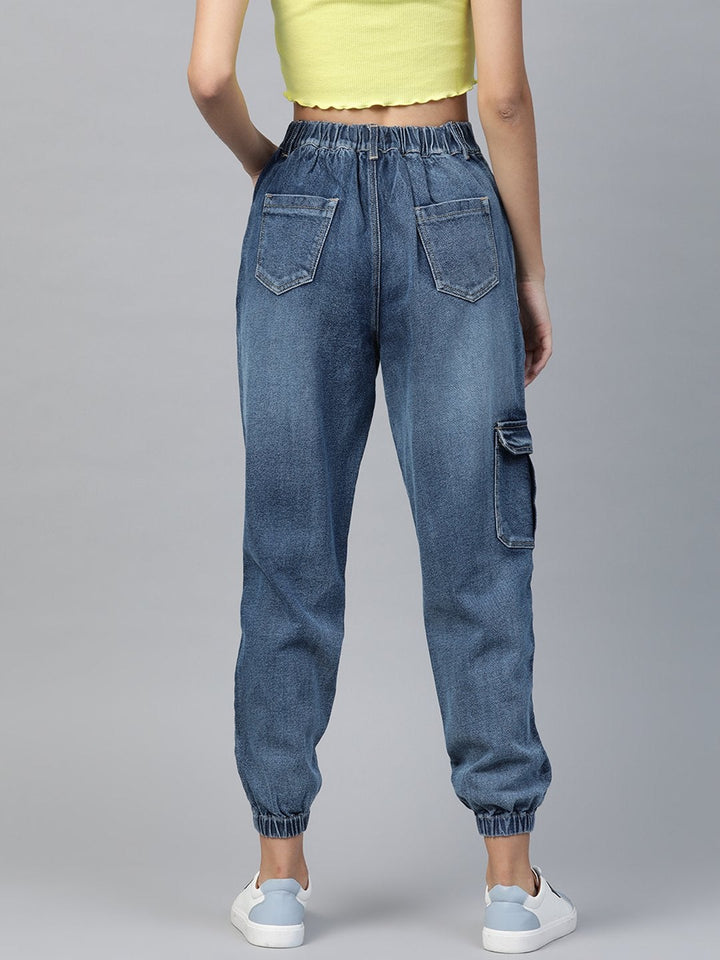 Women's Blue Street Wear Jogger Jeans - SASSAFRAS