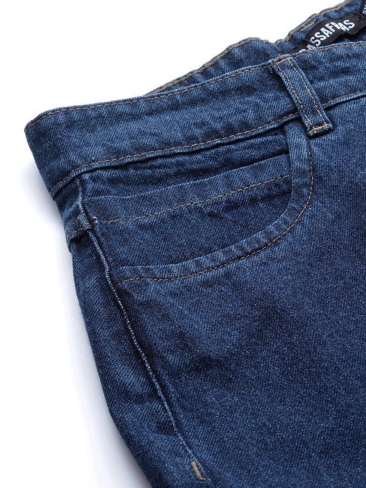 Women's Blue Sequence Detail Mom Jeans - SASSAFRAS