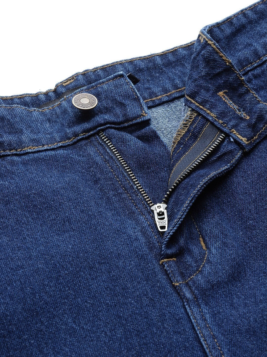 Women's Navy Side Pearl Detail Slouchy Jeans - SASSAFRAS