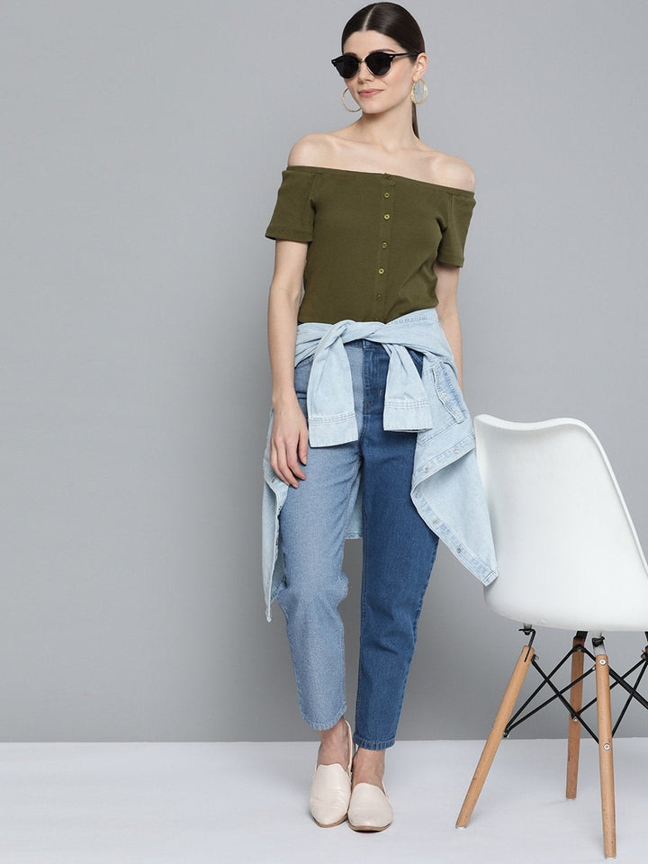 Women's Blue & Navy Color Block Slouchy Jeans - SASSAFRAS