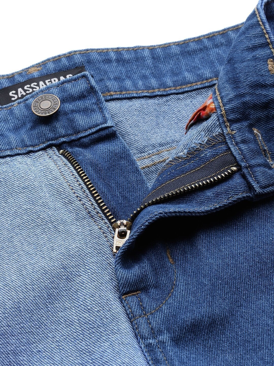 Women's Blue & Navy Color Block Slouchy Jeans - SASSAFRAS