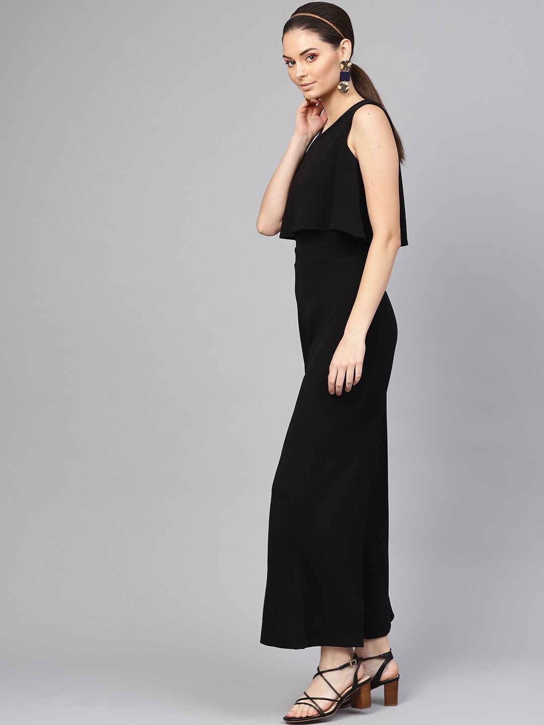 Women's Black Layered Jumpsuit - SASSAFRAS