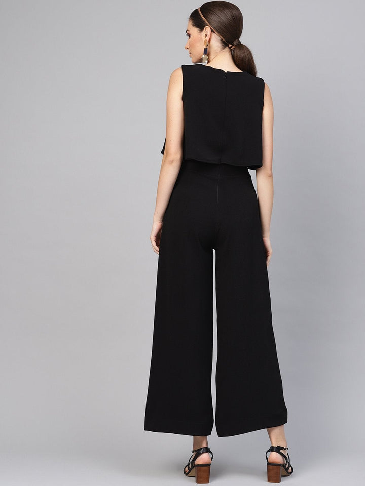Women's Black Layered Jumpsuit - SASSAFRAS