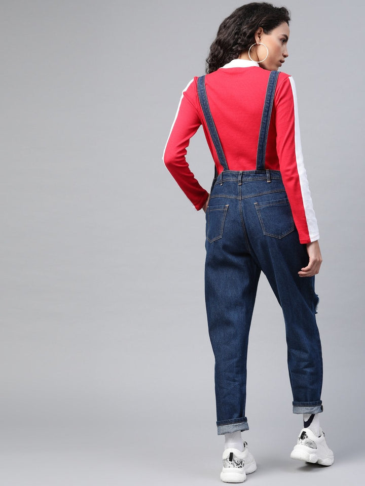 Women's Blue Vintage Distress Dungaree - SASSAFRAS