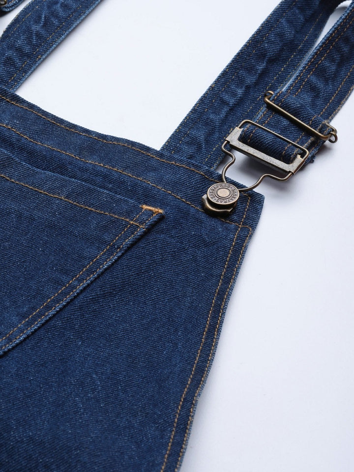Women's Blue Vintage Distress Dungaree - SASSAFRAS