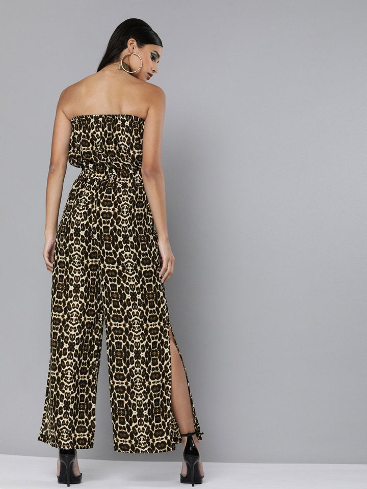Women's Black Cheetah Tube Jumpsuit - SASSAFRAS