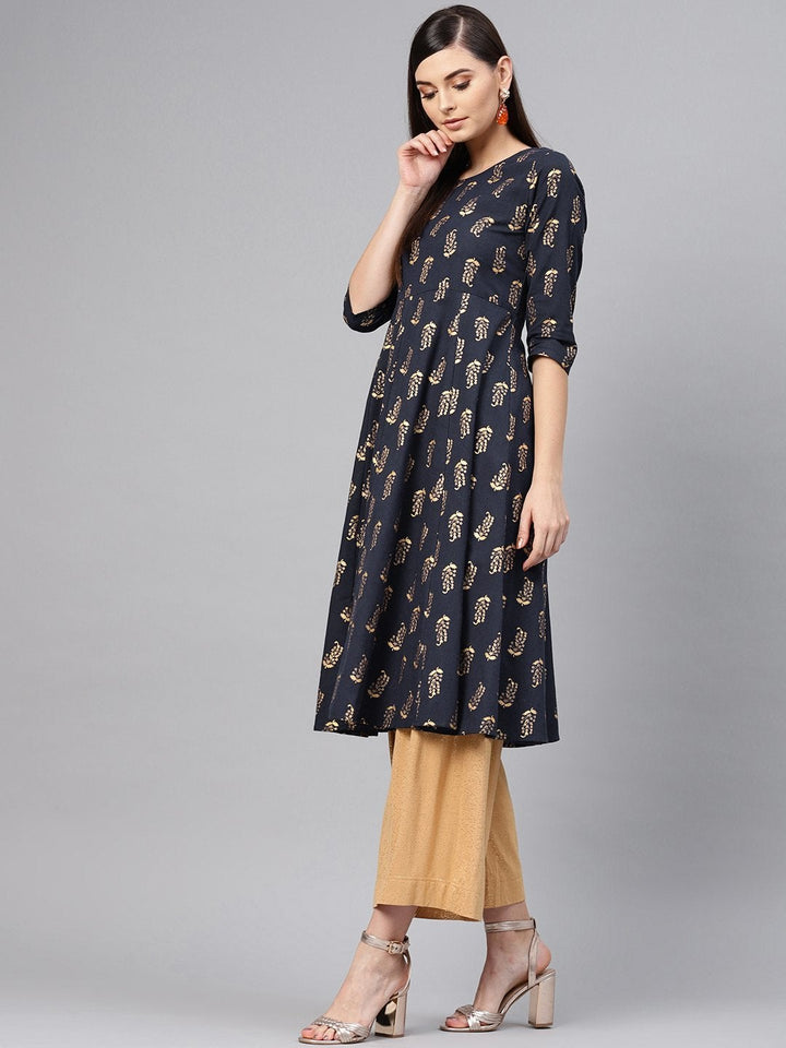 Women's Navy Paisely Anarkali Kurta - SHAE