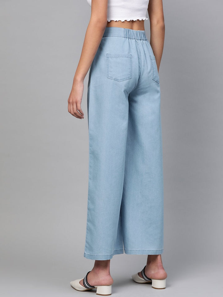 Women's Light Blue Denim Pants - SASSAFRAS