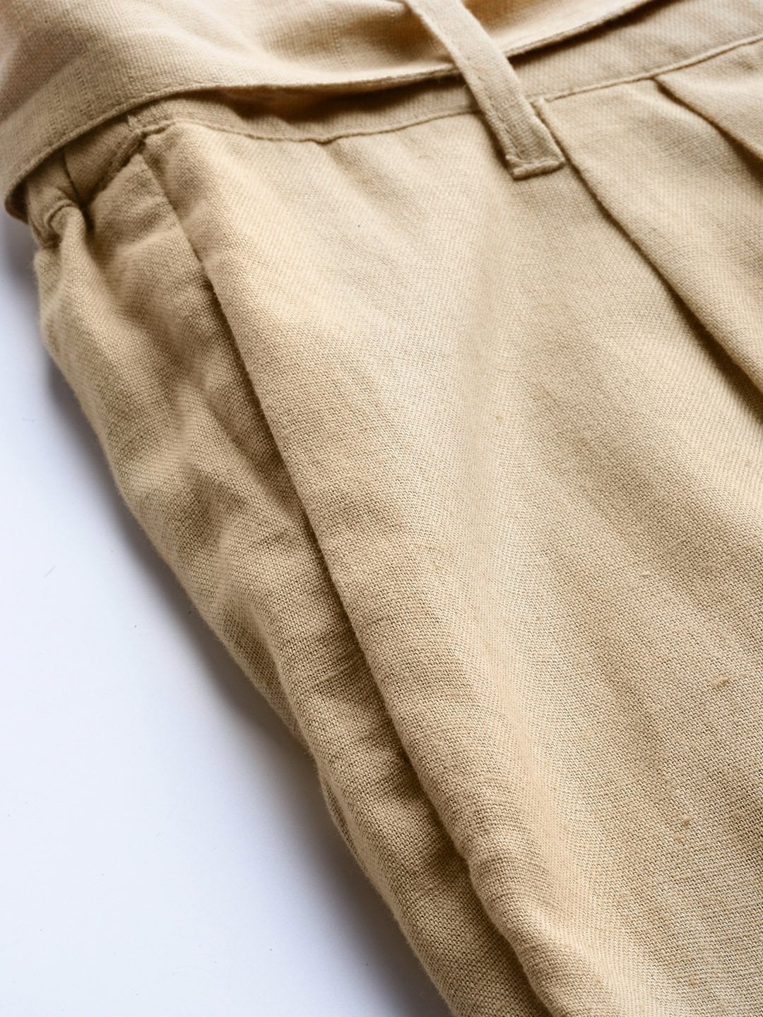 Women's Beige Pleated Palazzo - SASSAFRAS