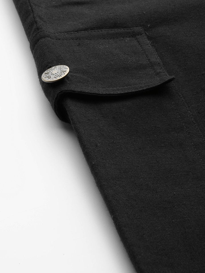Women's Black Side Pocket Joggers - SASSAFRAS