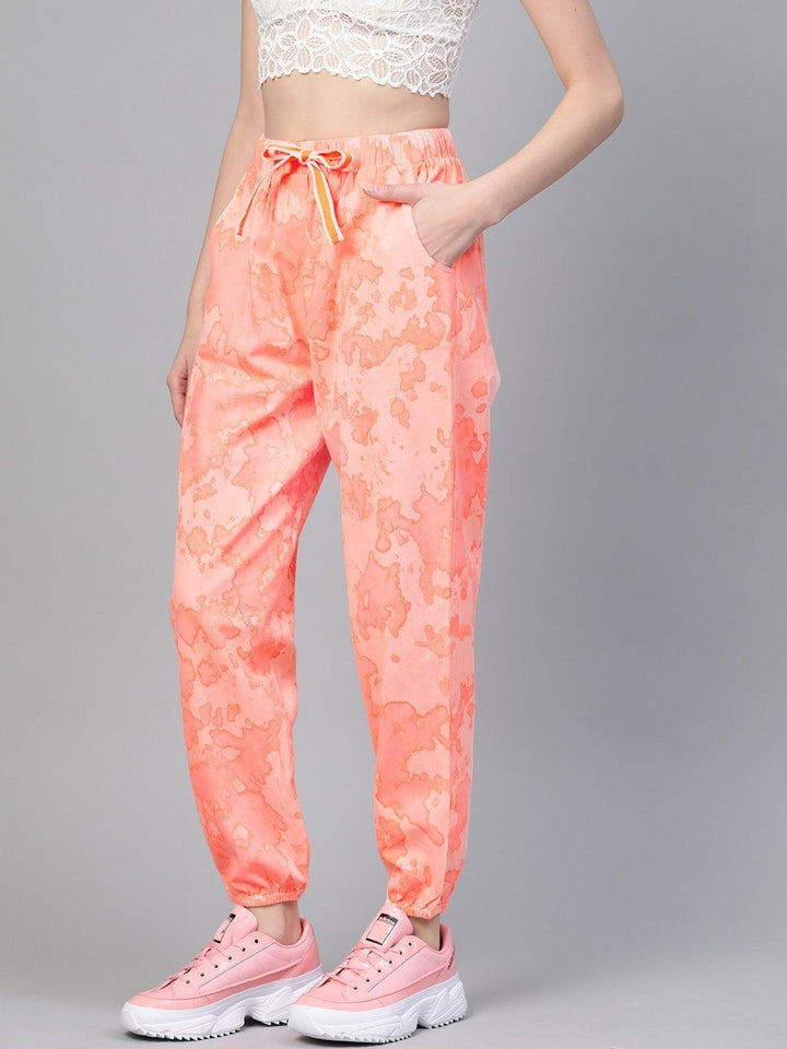 Women's Pink Tie-Dye Twill Jogger - SASSAFRAS