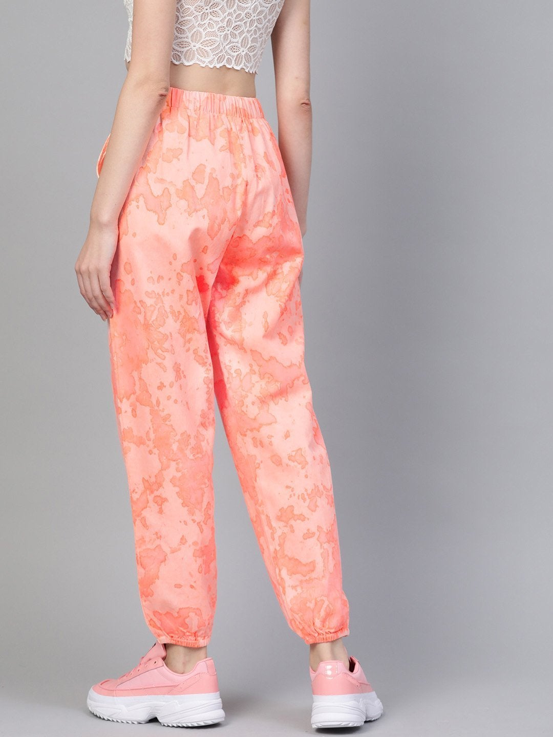 Women's Pink Tie-Dye Twill Jogger - SASSAFRAS