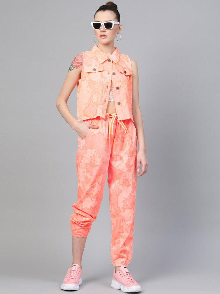 Women's Pink Tie-Dye Twill Jogger - SASSAFRAS