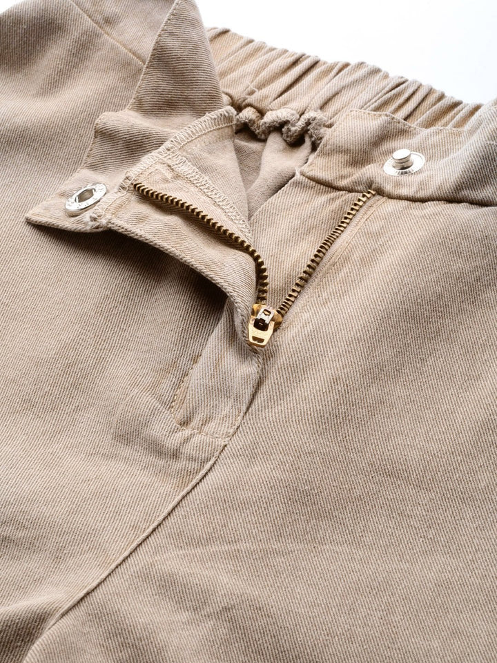 Women's Beige Denim Flared Pant - SASSAFRAS