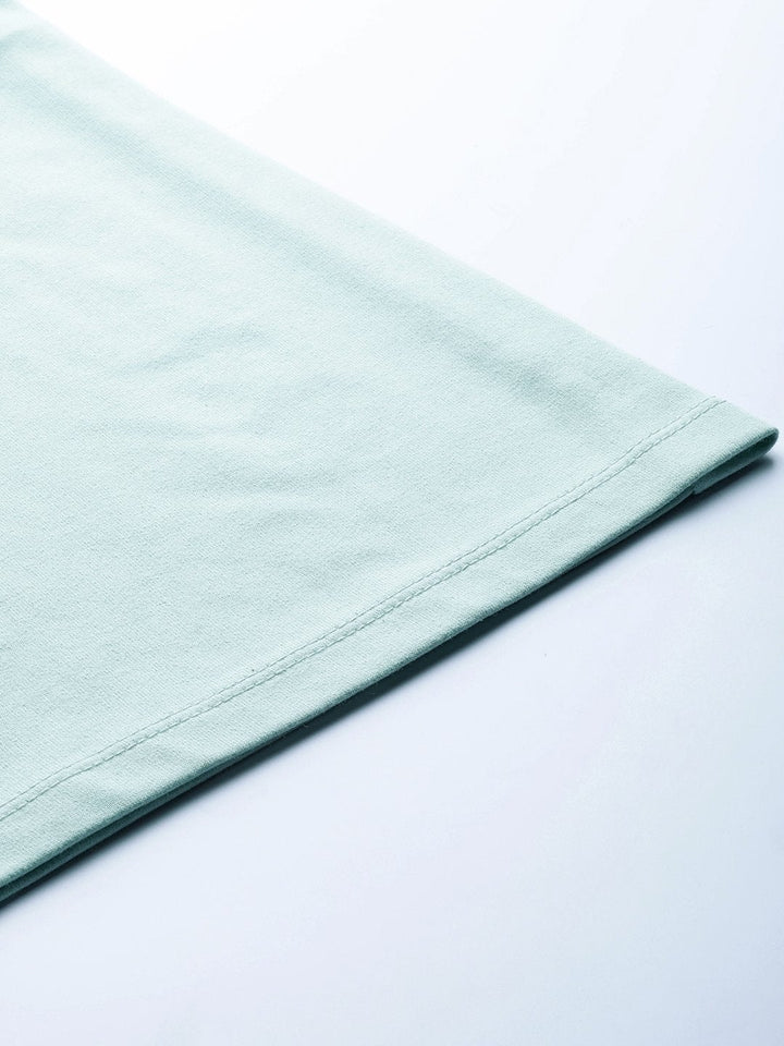 Women's Sea Green Terry Wide Leg Drawstring Pants - SASSAFRAS