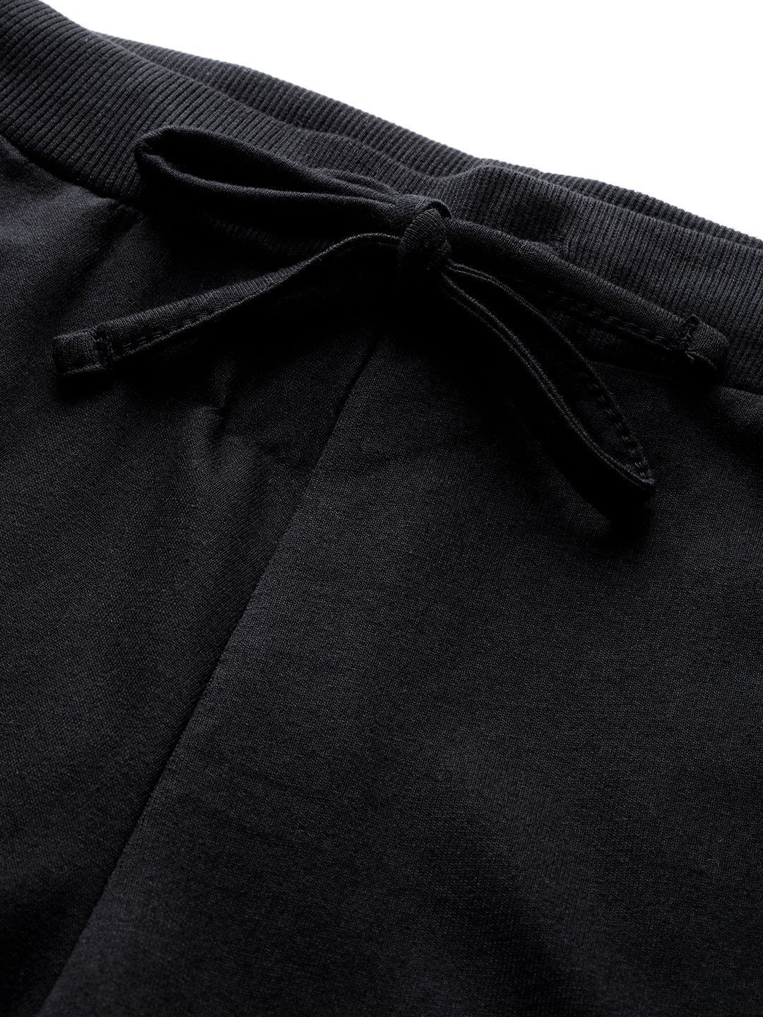 Women's Black Terry Contrast Side Tape Jogger - SASSAFRAS